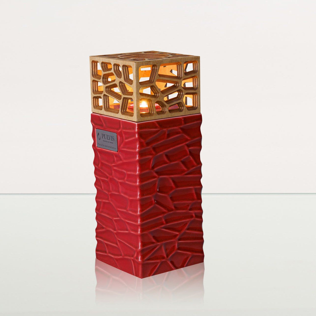 "Everlasting Flame" Cremation Urn for Ashes - Red | Ceramic Urn - Pulvis Art Urns