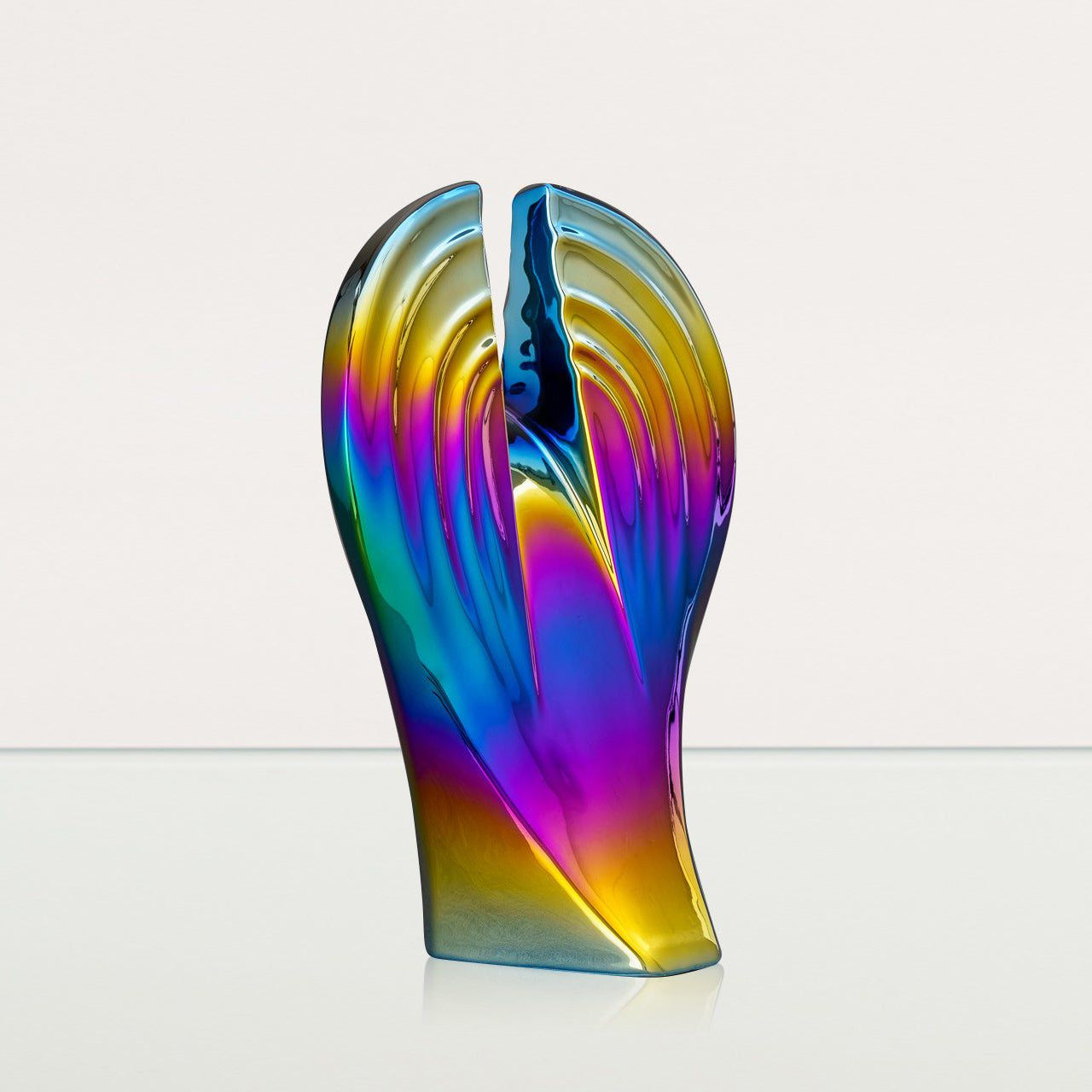 Exclusive Cremation Urn for Ashes "Guardian" - Large | Rainbow Chrome Urn - Pulvis Art Urns