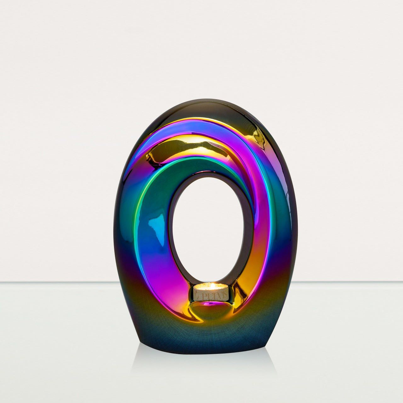 Exclusive Cremation Urn for Ashes "The Passage" - Large | Rainbow Chrome Urn - Pulvis Art Urns