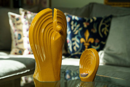 Guardian Handmade Cremation Urn for Ashes - Large Urn | Amber Yellow | Ceramic - Pulvis Art Urns