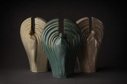 Guardian Handmade Cremation Urn for Ashes - Large | Beige Grey | Ceramic Urn - Pulvis Art Urns