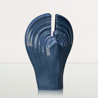 Guardian Handmade Cremation Urn for Ashes - Large | Blue Melange | Ceramic Urn - Pulvis Art Urns