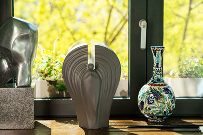 Guardian Handmade Cremation Urn for Ashes - Large | Gray Matte | Ceramic Urn - Pulvis Art Urns
