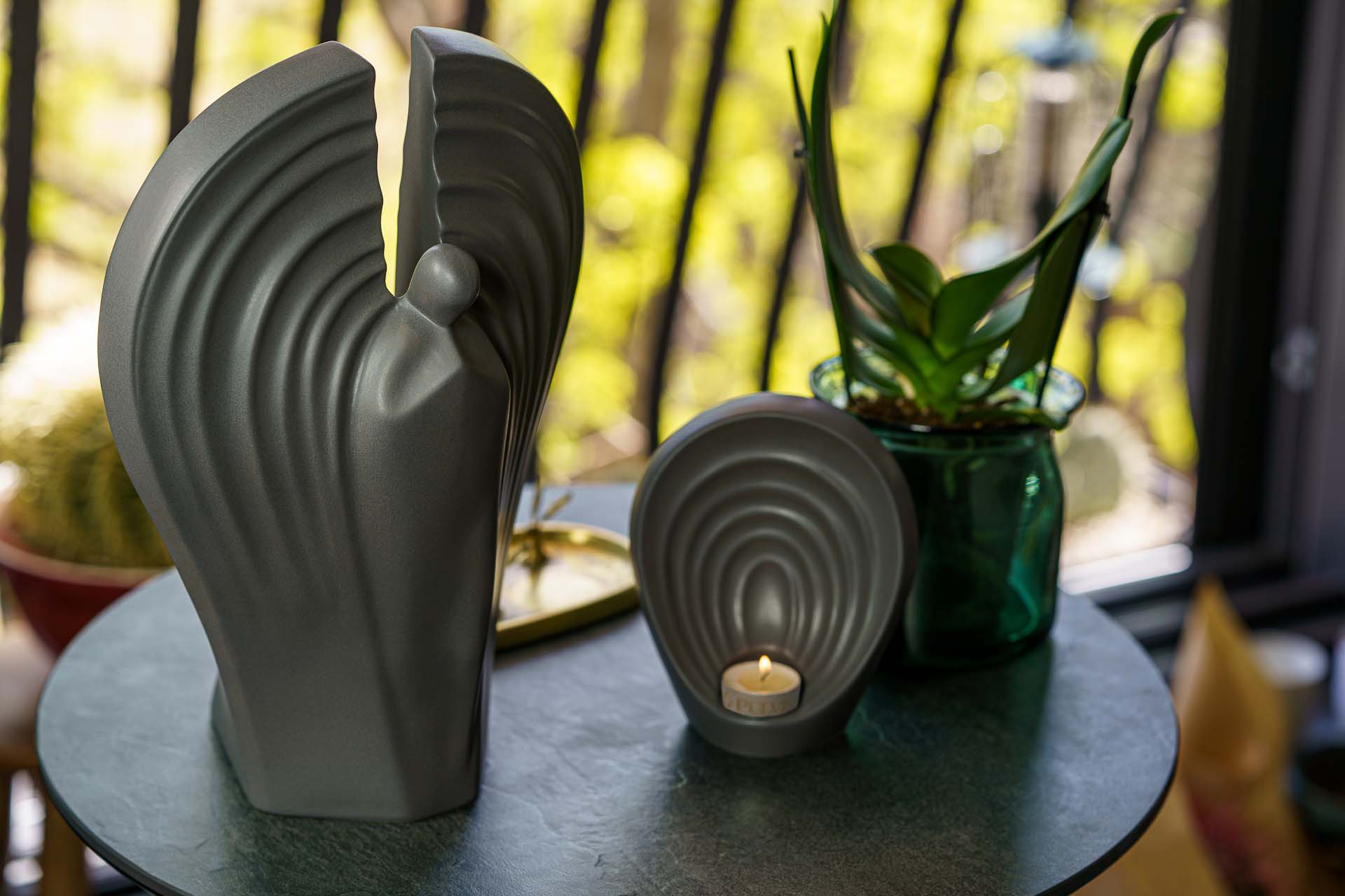 Guardian Handmade Cremation Urn for Ashes - Large | Gray Matte | Ceramic Urn - Pulvis Art Urns
