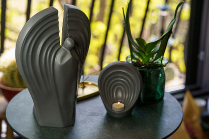 Guardian Handmade Cremation Urn for Ashes - Large | Gray Matte | Ceramic Urn - Pulvis Art Urns