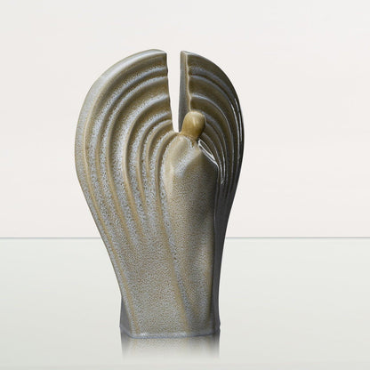 Guardian Handmade Cremation Urn for Ashes - Large | Light Sand Melange | Ceramic Urn - Pulvis Art Urns