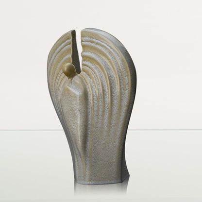 Guardian Handmade Cremation Urn for Ashes - Large | Light Sand Melange | Ceramic Urn - Pulvis Art Urns