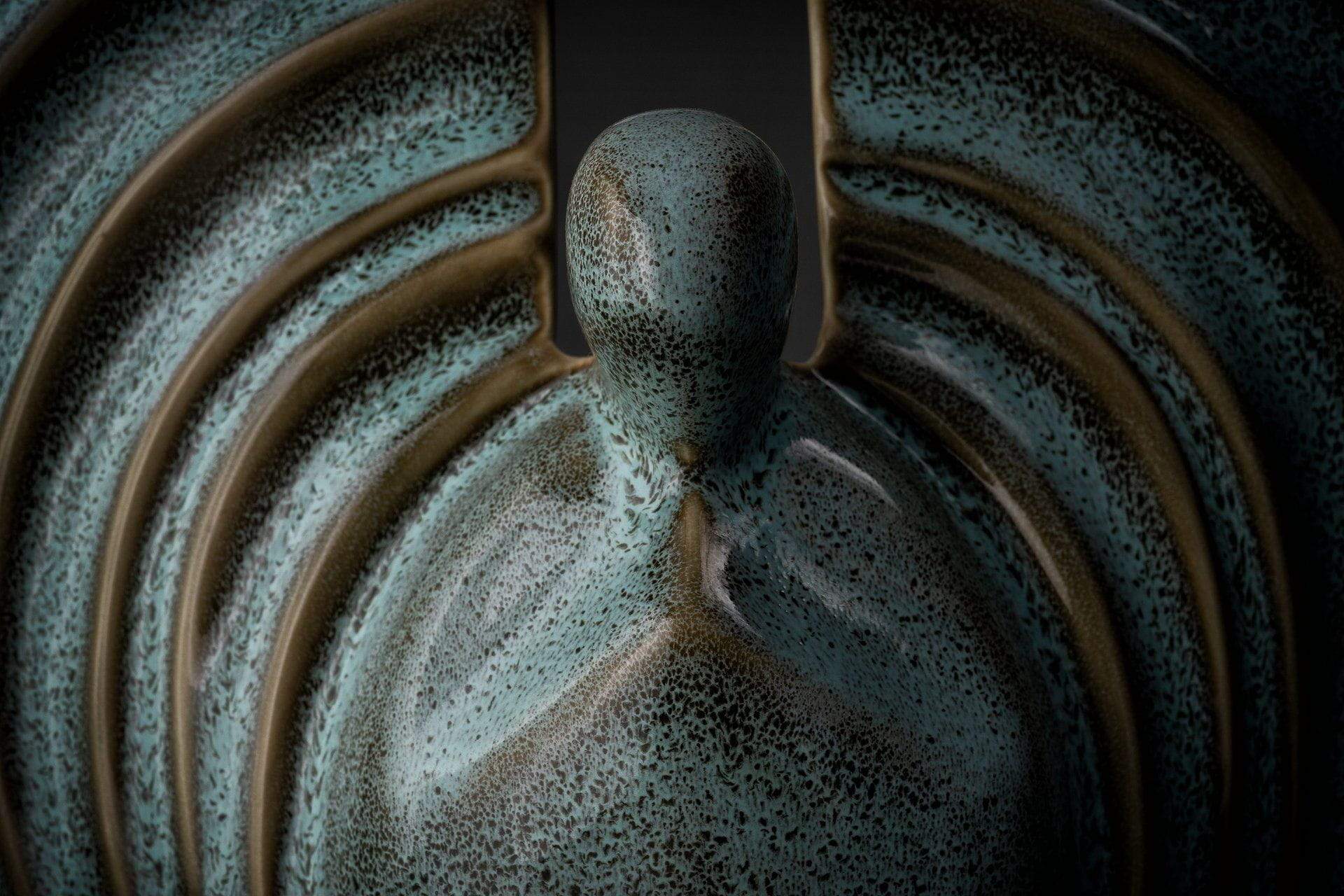 Guardian Handmade Cremation Urn for Ashes - Large Urn | Oily Green Melange - Pulvis Art Urns