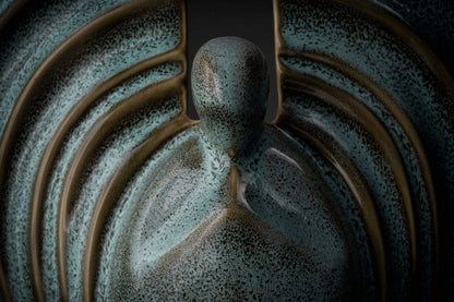 Guardian Handmade Cremation Urn for Ashes - Large Urn | Oily Green Melange - Pulvis Art Urns