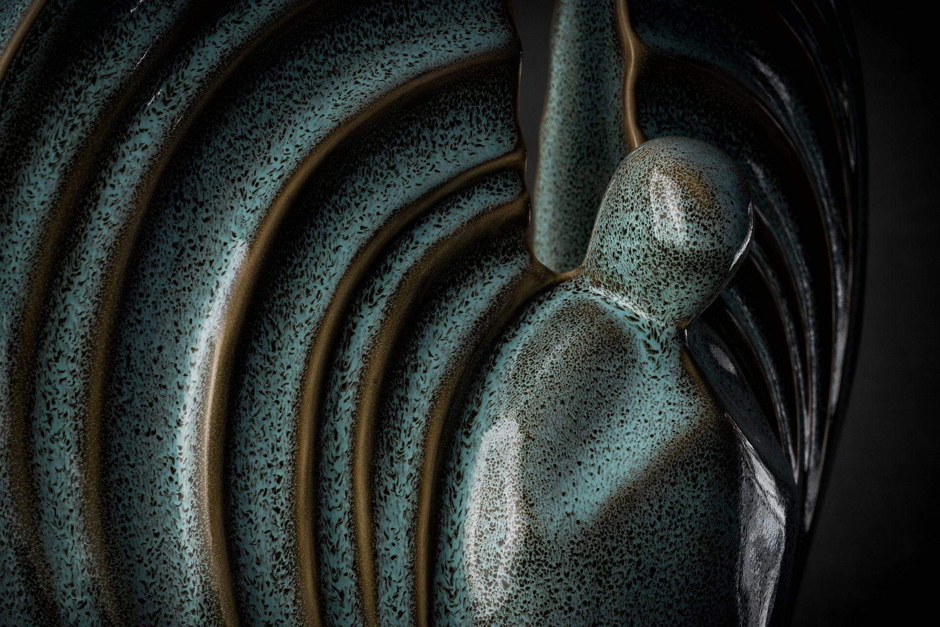 Guardian Handmade Cremation Urn for Ashes - Large Urn | Oily Green Melange - Pulvis Art Urns