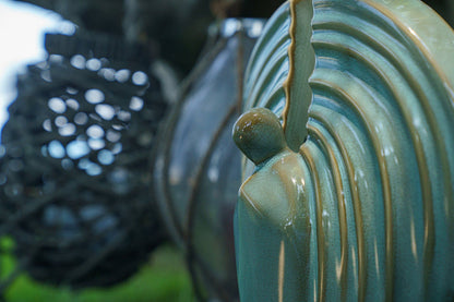 Guardian Handmade Cremation Urn for Ashes - Large Urn | Oily Green Melange - Pulvis Art Urns
