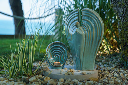 Guardian Handmade Cremation Urn for Ashes - Large Urn | Oily Green Melange - Pulvis Art Urns