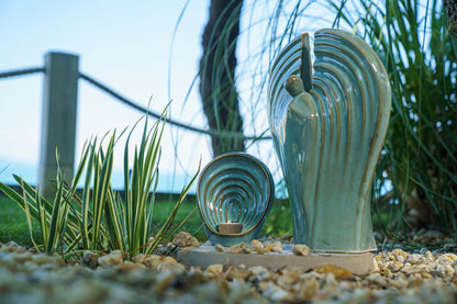 Guardian Handmade Cremation Urn for Ashes - Large Urn | Oily Green Melange - Pulvis Art Urns