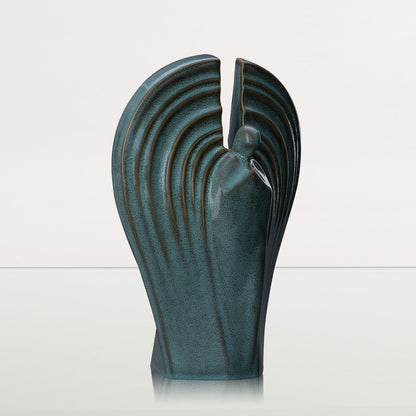 Guardian Handmade Cremation Urn for Ashes - Large Urn | Oily Green Melange - Pulvis Art Urns