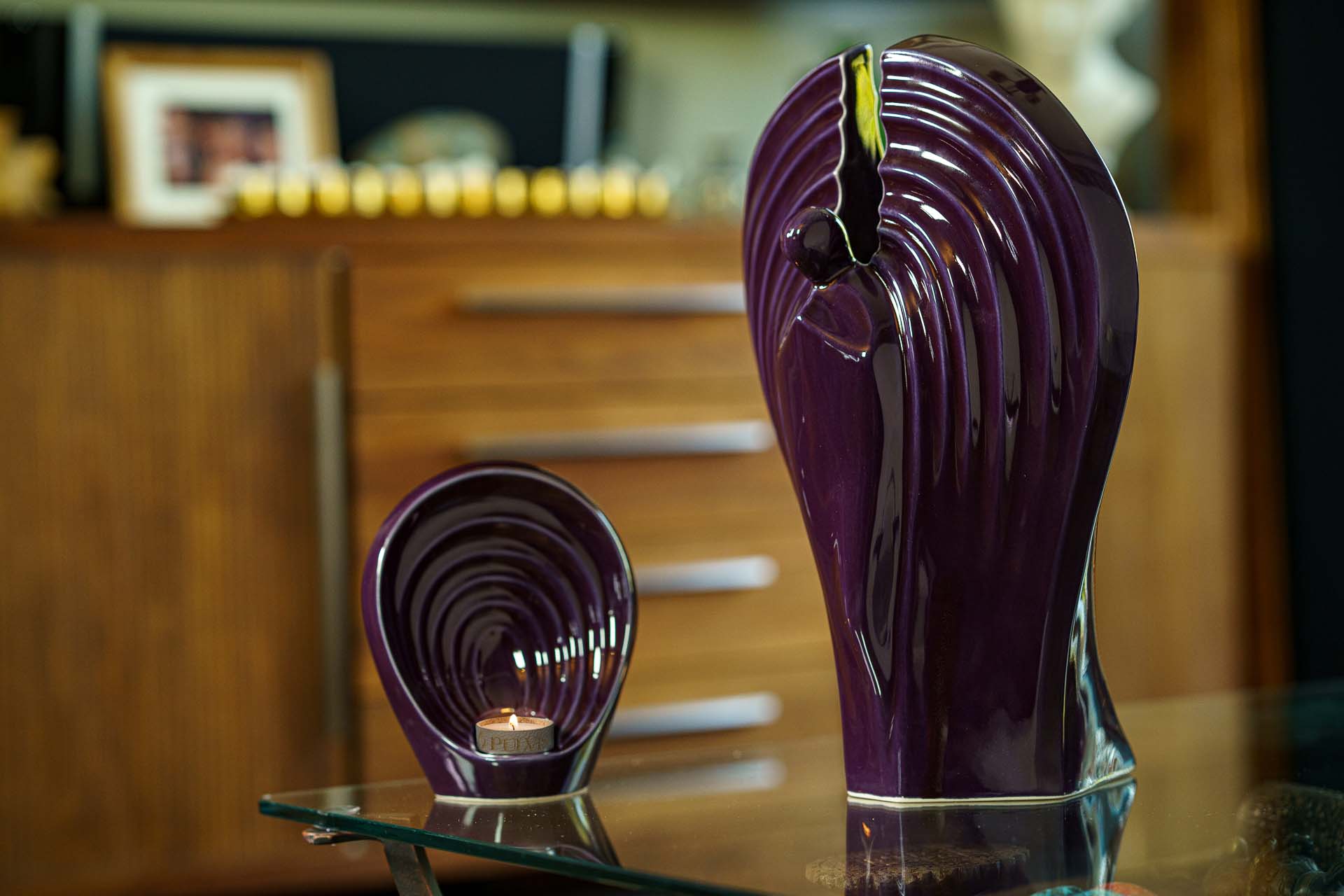 Guardian Handmade Cremation Urn for Ashes - Large | Violet | Ceramic Urn - Pulvis Art Urns