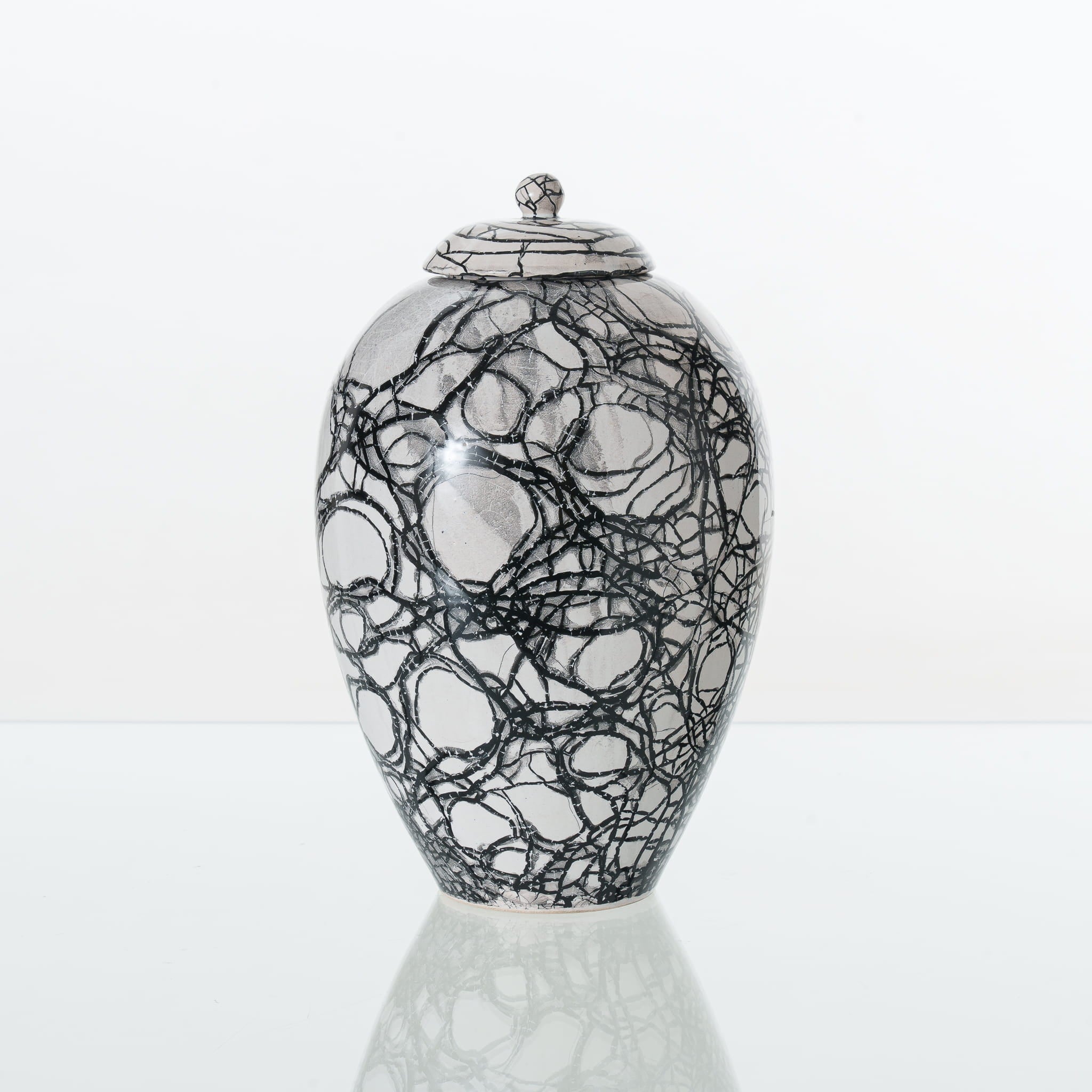 Pulvis Art Urns Adult Size Urn Handmade Cremation Urn "Embrace" - Large | Raku Style Memorial | Pottery Wheel Urn
