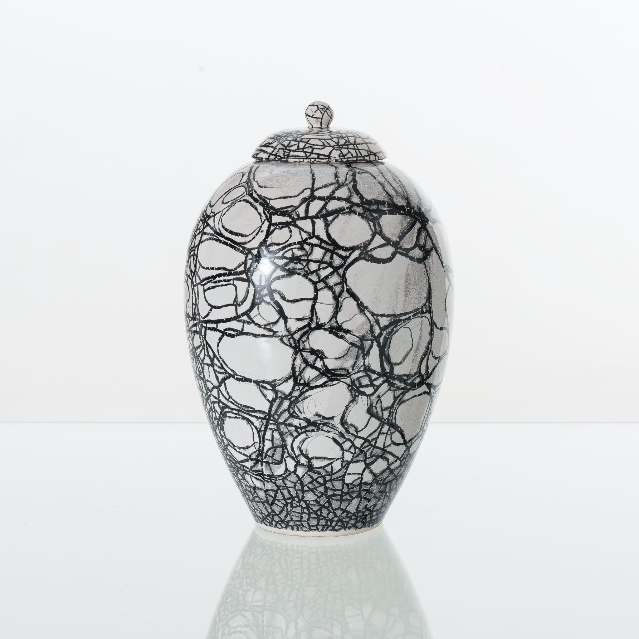 Pulvis Art Urns Adult Size Urn Handmade Cremation Urn "Embrace" - Large | Raku Style Memorial | Pottery Wheel Urn