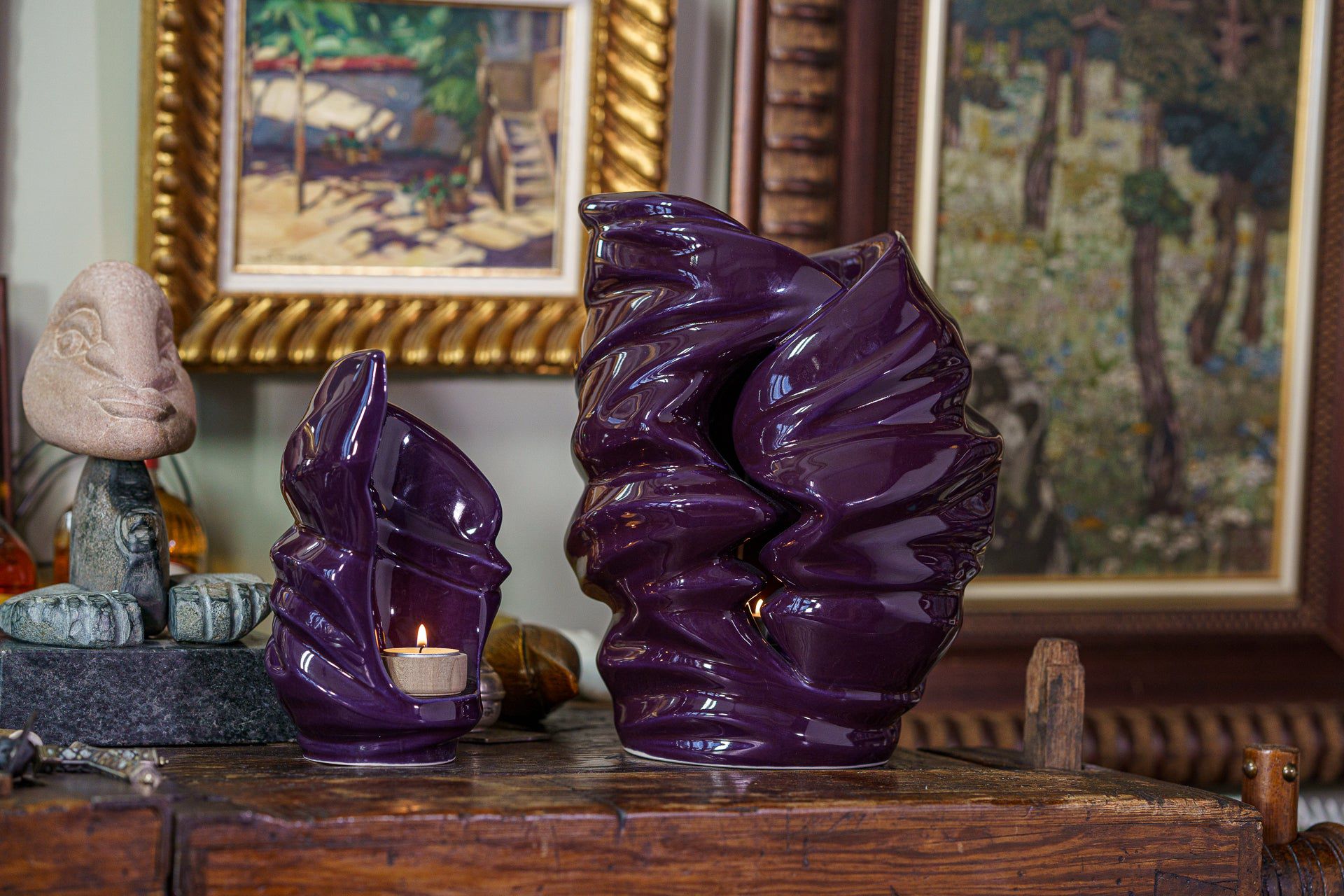Handmade Cremation Urn for Ashes "Light" - Large | Violet | Ceramic Art Urn - Pulvis Art Urns