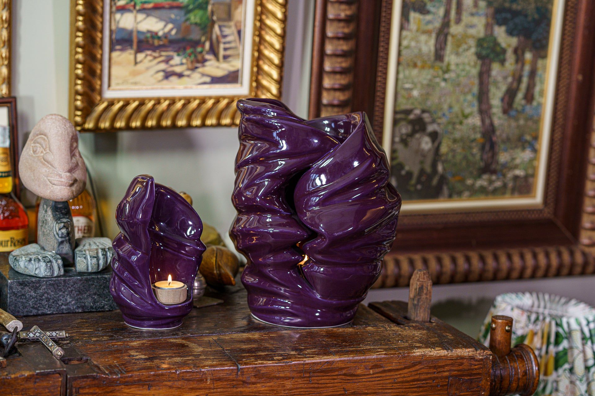 Handmade Cremation Urn for Ashes "Light" - Large | Violet | Ceramic Art Urn - Pulvis Art Urns