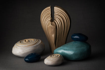 Handmade Cremation Urn for Ashes "Resonance" - Large Urn | Grey Melange | Ceramic - Pulvis Art Urns