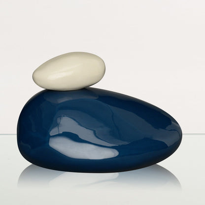 Handmade Cremation Urn for Ashes "Stone" - Large Urn | Light Cobalt | Ceramic - Pulvis Art Urns