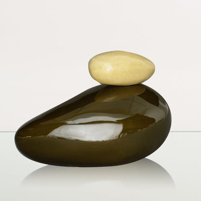 Handmade Cremation Urn for Ashes "Stone" - Large Urn | Oily Green| Ceramic - Pulvis Art Urns