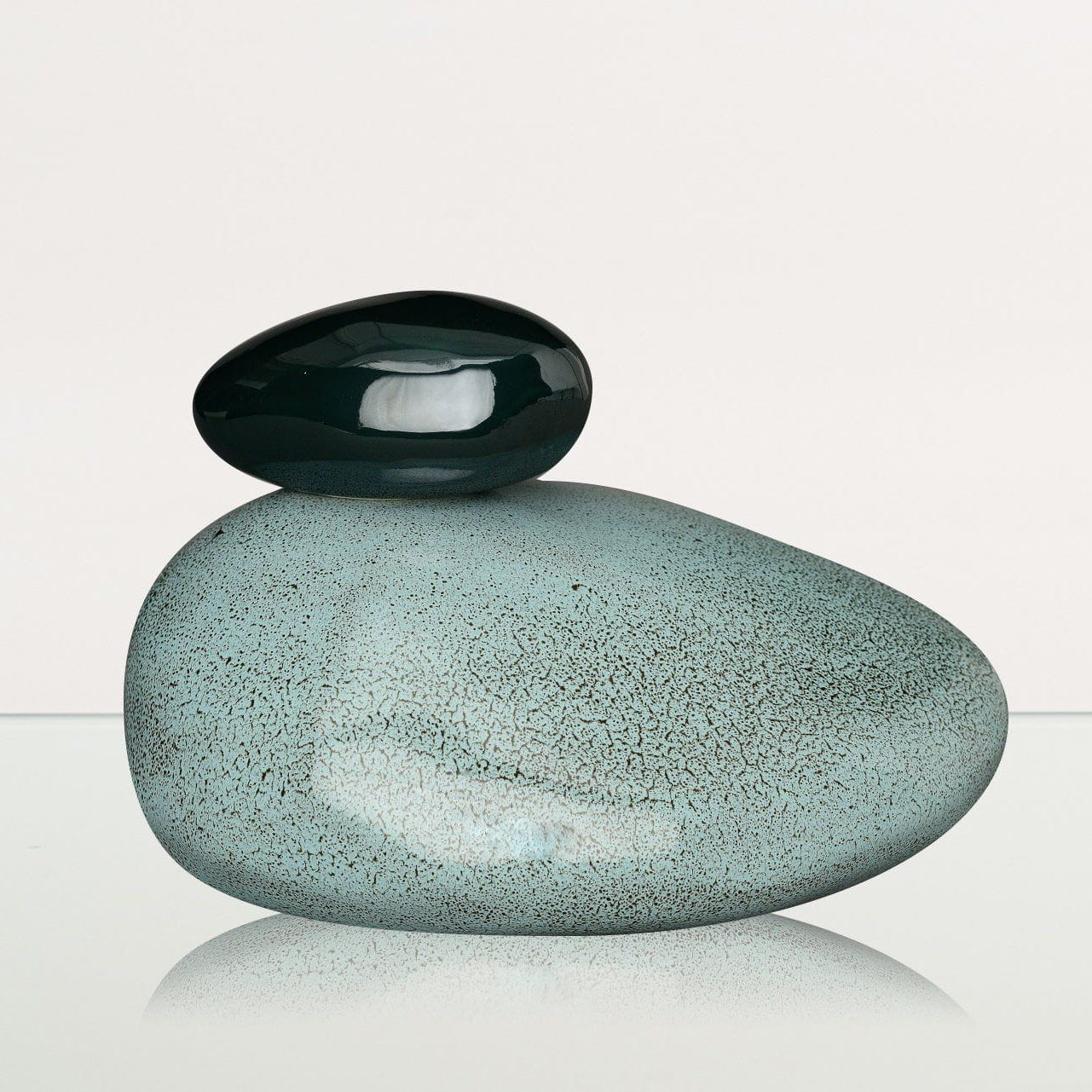 Handmade Cremation Urn for Ashes "Stone" - Large Urn | Oily Green Melange | Ceramic - Pulvis Art Urns