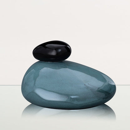 Handmade Cremation Urn for Ashes "Stone" - Large Urn | Oxide Green Melange | Ceramic - Pulvis Art Urns