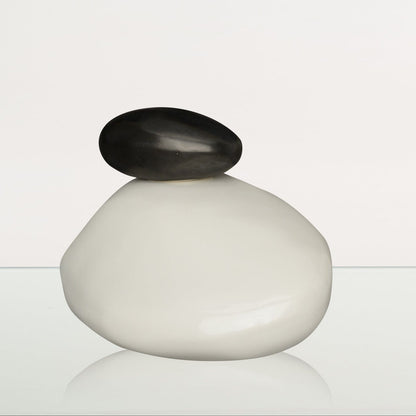 Handmade Cremation Urn for Ashes "Stone" - Large Urn | White | Ceramic - Pulvis Art Urns