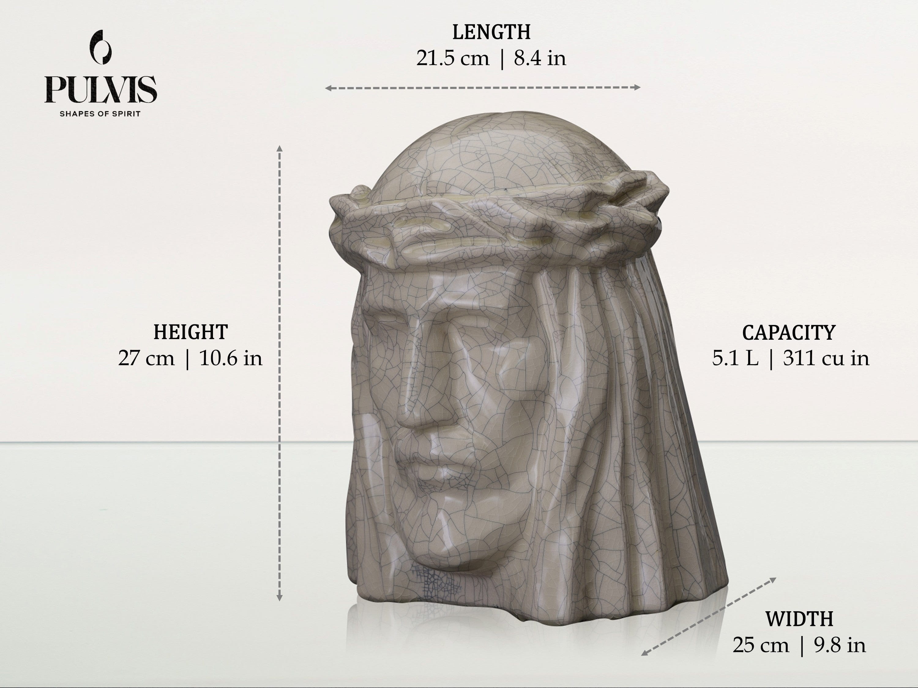 Pulvis Art Urns Adult Size Urn Handmade Cremation Urn for Ashes "The Christ" - Large | sizes