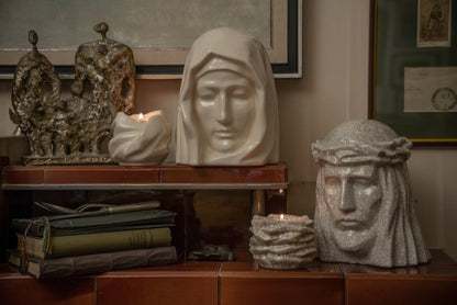 Handmade Cremation Urn for Ashes "The Holy Mother" - Large | Light Sand | Ceramic Urn - Pulvis Art Urns
