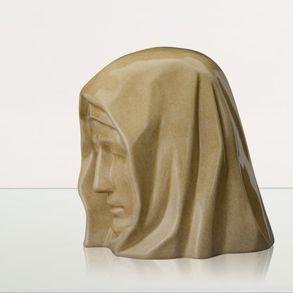 Handmade Cremation Urn for Ashes "The Holy Mother" - Large | Light Sand | Ceramic Urn - Pulvis Art Urns