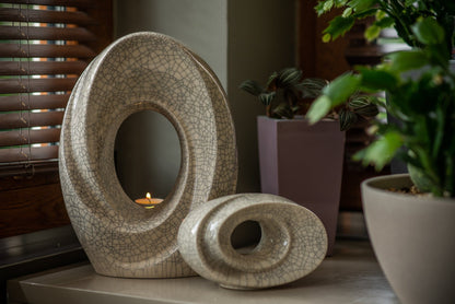 Handmade Cremation Urn for Ashes "The Passage" - Large Urn | Beige Grey | Ceramic - Pulvis Art Urns