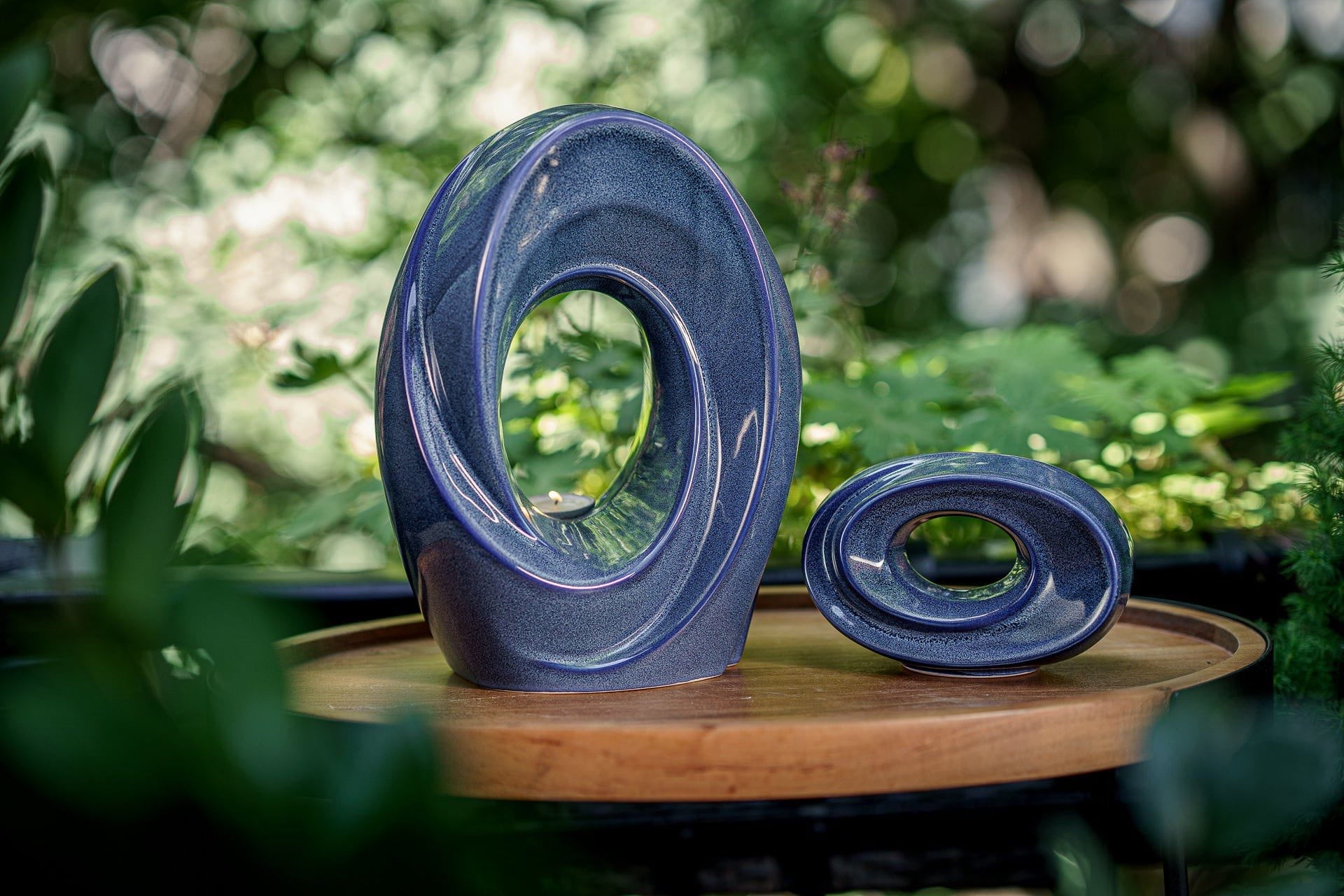 Handmade Cremation Urn for Ashes "The Passage" - Large Ceramic Urn | Blue Melange - Pulvis Art Urns