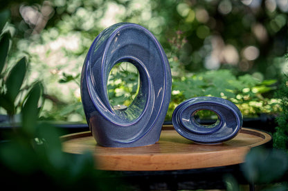 Handmade Cremation Urn for Ashes "The Passage" - Large Ceramic Urn | Blue Melange - Pulvis Art Urns