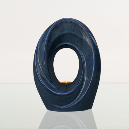 Handmade Cremation Urn for Ashes "The Passage" - Large Ceramic Urn | Blue Melange - Pulvis Art Urns