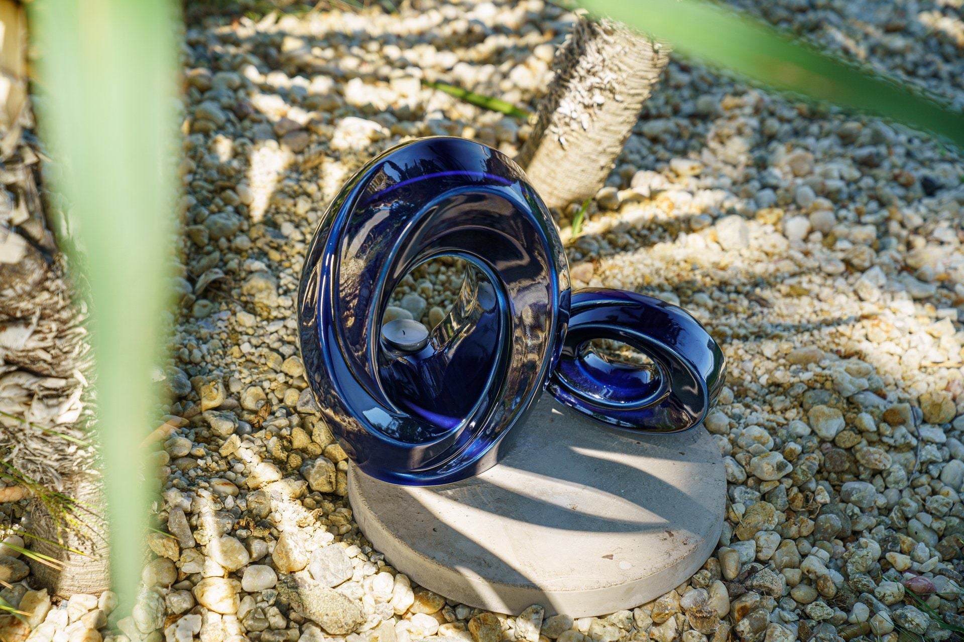 Handmade Cremation Urn for Ashes "The Passage" - Large Urn | Cobalt Metallic | Ceramic - Pulvis Art Urns