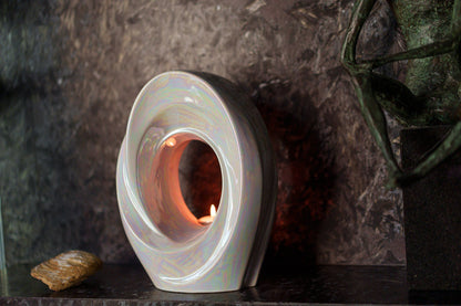 Handmade Cremation Urn for Ashes "The Passage" - Large Urn | Pearly White - Pulvis Art Urns