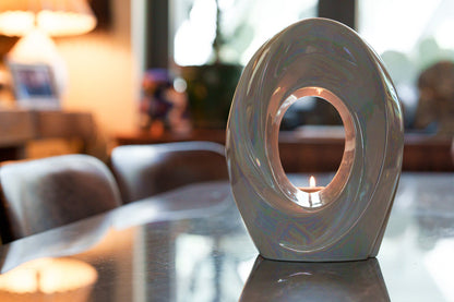 Handmade Cremation Urn for Ashes "The Passage" - Large Urn | Pearly White - Pulvis Art Urns