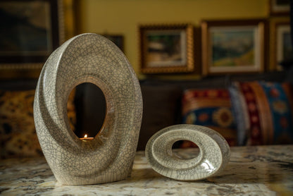 Handmade Cremation Urn for Ashes "The Passage" - Large Urn | Off-white | Ceramic - Pulvis Art Urns
