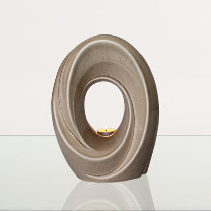 Handmade Cremation Urn for Ashes "The Passage" - Large Urn | Beige Grey | Ceramic - Pulvis Art Urns