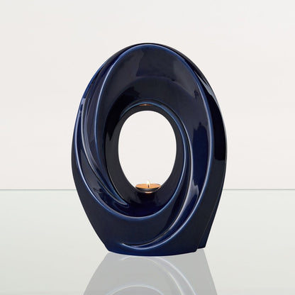 Handmade Cremation Urn for Ashes "The Passage" - Large Urn | Cobalt Metallic | Ceramic - Pulvis Art Urns