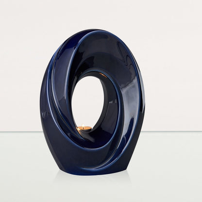 Handmade Cremation Urn for Ashes "The Passage" - Large Urn | Cobalt Metallic | Ceramic - Pulvis Art Urns