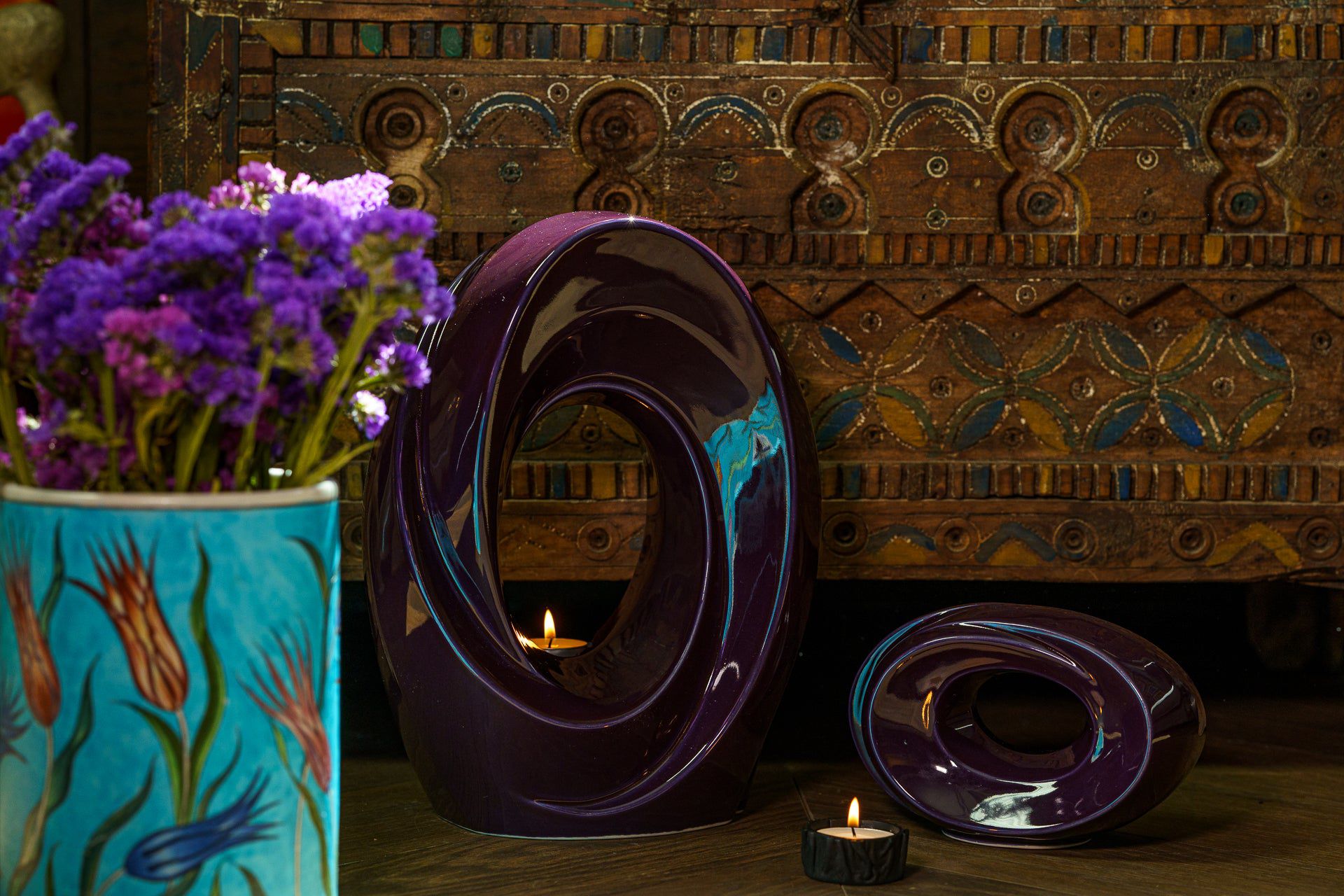 Handmade Cremation Urn for Ashes "The Passage" - Large Urn | Violet | Ceramic - Pulvis Art Urns