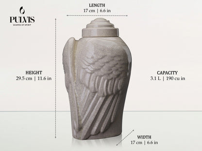 Pulvis Art Urns Adult Size Urn Handmade Cremation Urn for Ashes "Wings" - Large |sizes