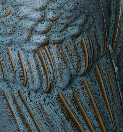 Handmade Cremation Urn for Ashes "Wings" - Large | Oily Green Melange | Ceramic Urn - Pulvis Art Urns