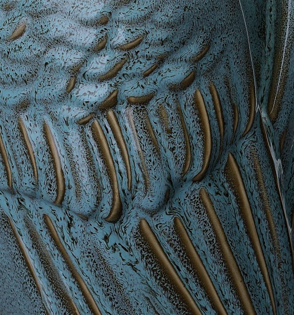 Handmade Cremation Urn for Ashes "Wings" - Large | Oily Green Melange | Ceramic Urn - Pulvis Art Urns