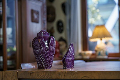 Handmade Cremation Urn for Ashes "Wings" - Large | Violet | Ceramic Urn - Pulvis Art Urns