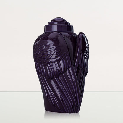 Handmade Cremation Urn for Ashes "Wings" - Large | Violet | Ceramic Urn - Pulvis Art Urns