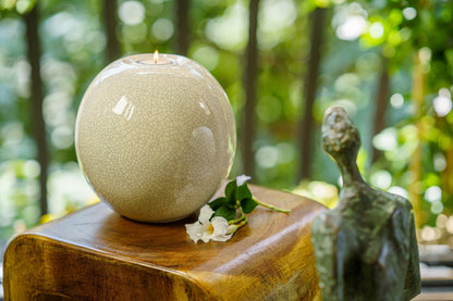 Handmade Cremation Urn "Harmony" - Large | Craquelure | Ceramic Urn - Pulvis Art Urns
